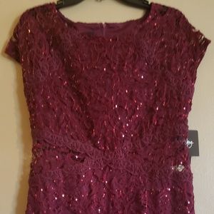 Junior size 15 dress sequins deep wine color new